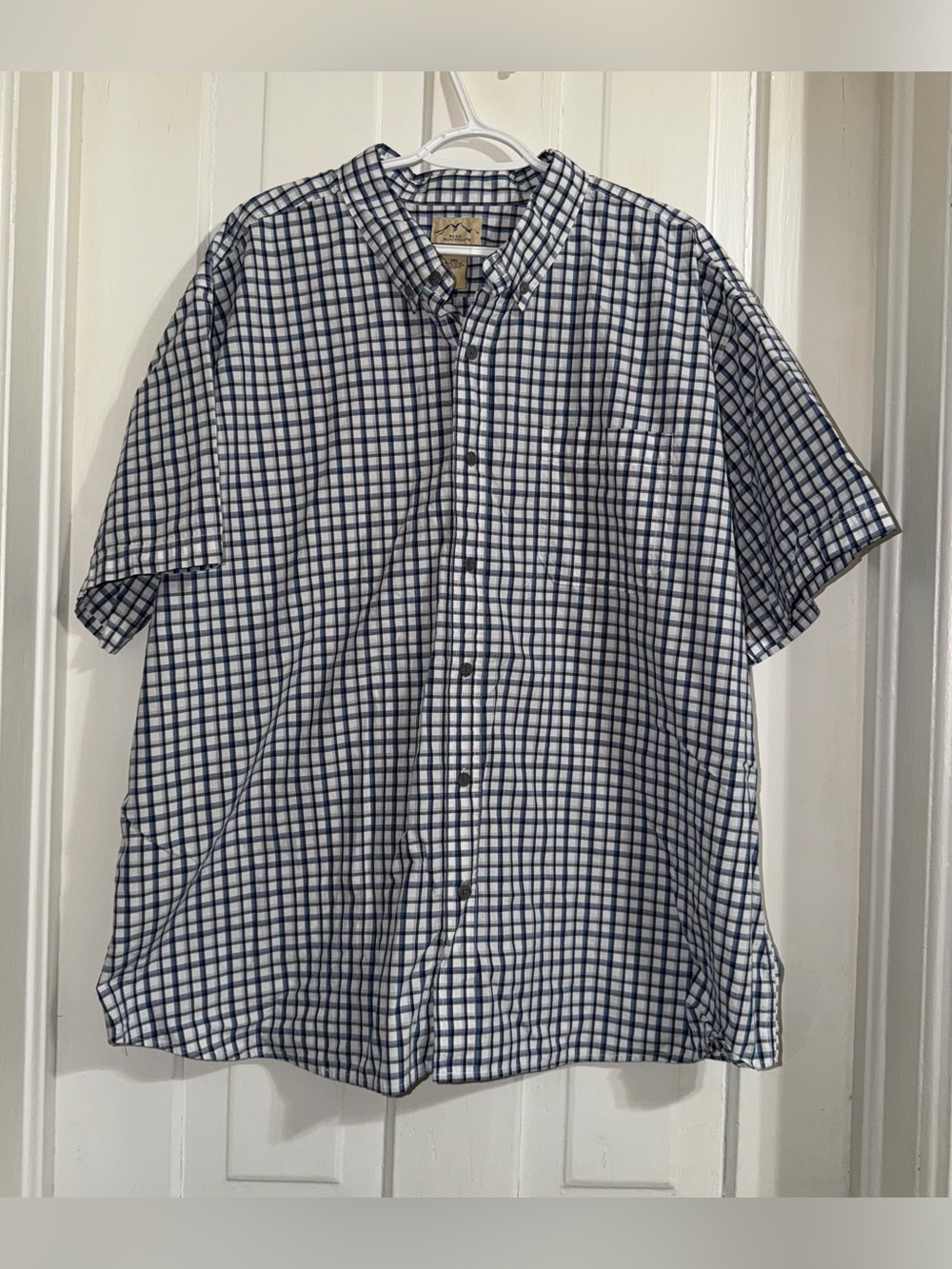 Men's 3X shirt Classic Men's Navy and White Check Short-Sleeve‎ Shirt